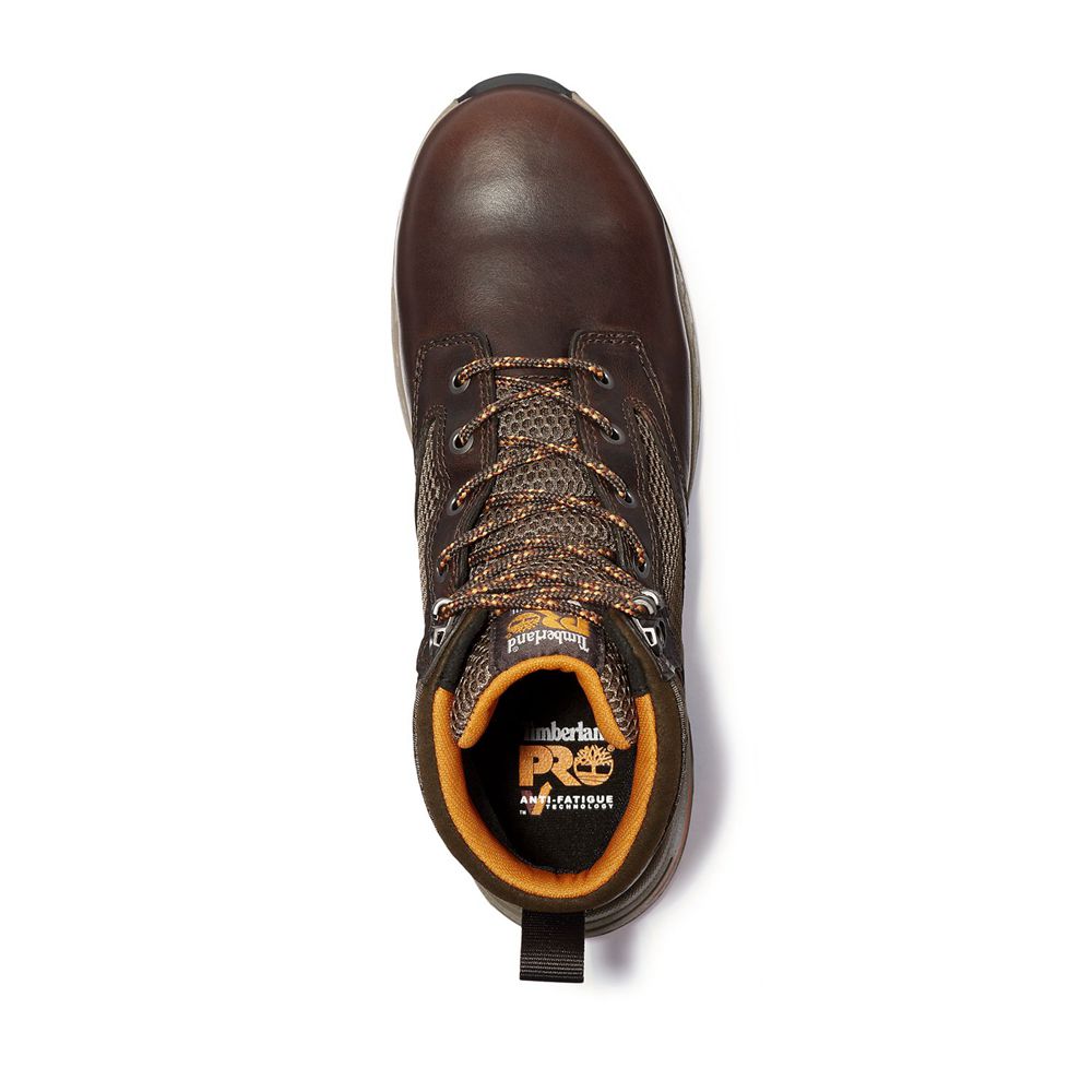 Botas Pro Timberland Argentina Hombre - Pro Drivetrain Comp Toe Mid - Marrones Oscuro - BHINMR-419